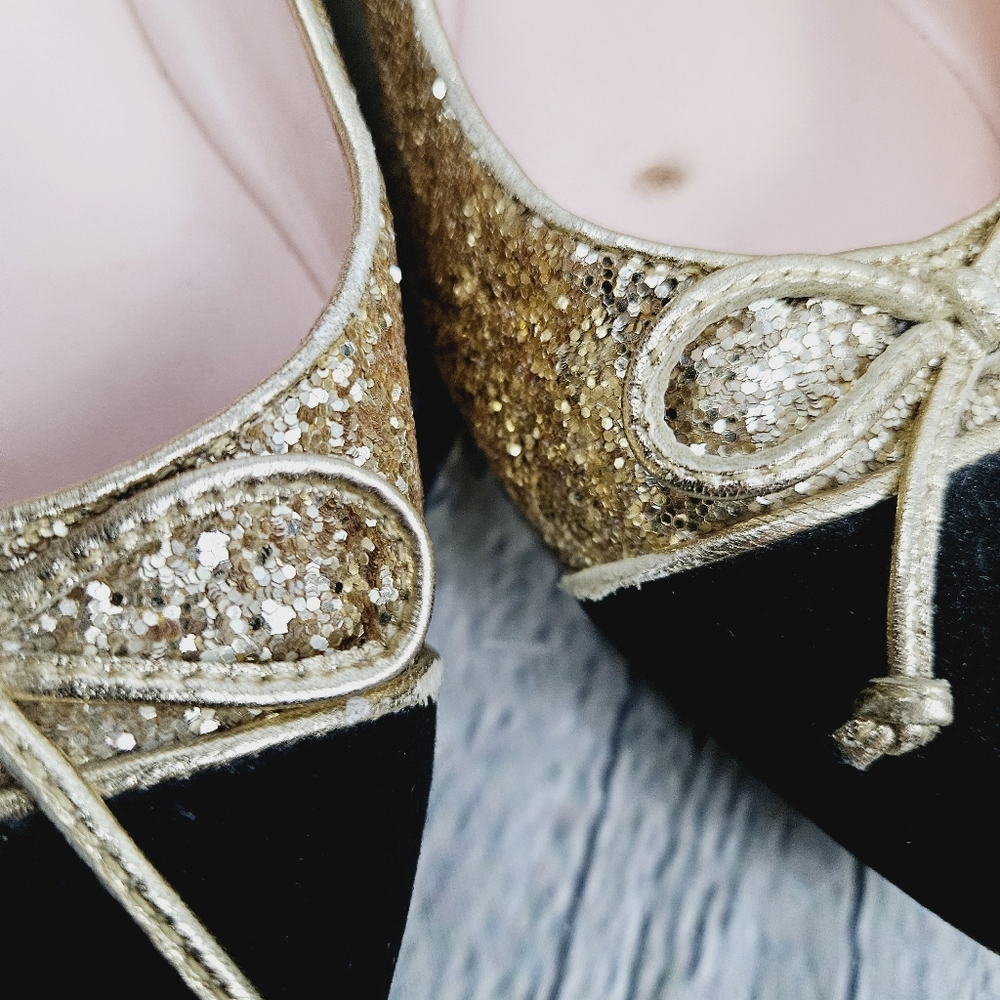 KATE SPADE | Nella glitter sparkle bow cap toe slip-on ballet flats - Picture 7 of 11